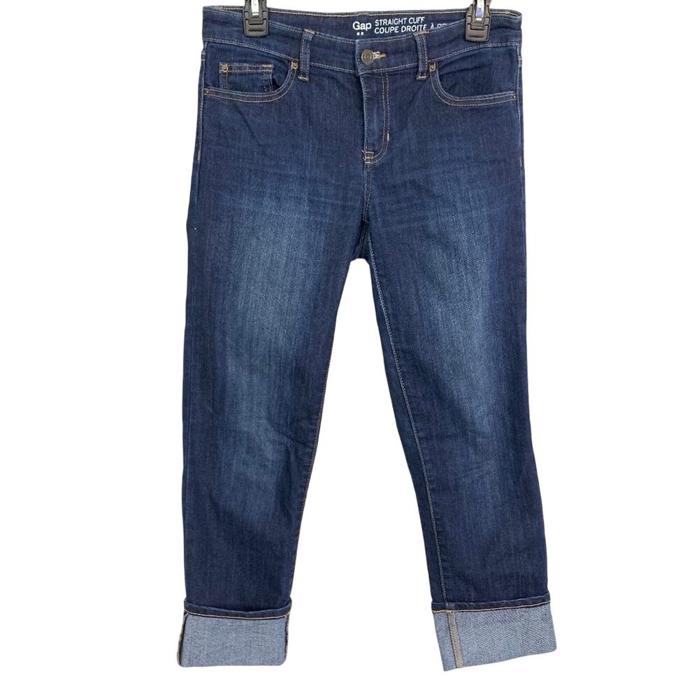 GAP STRAIGHT CUFF Dark Wash Mid Rise Jeans sz 0 A